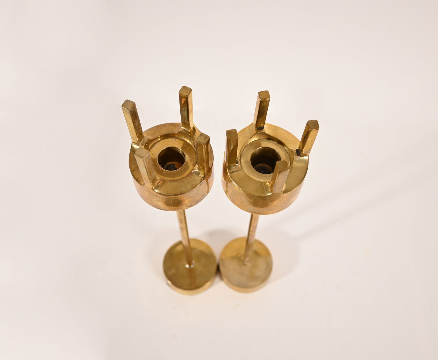 Pair of Vintage Solid Brass Candle Candlestick Holders Pierre Forssell attributed