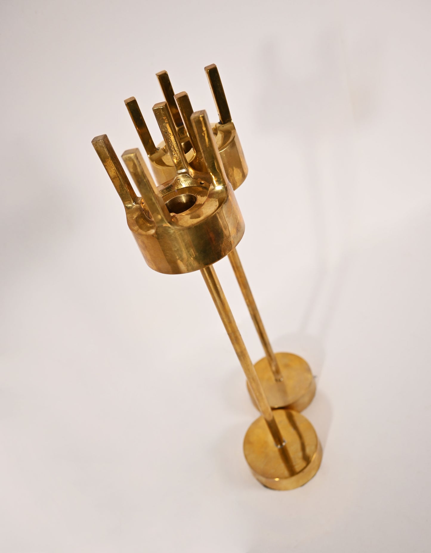 Pair of Vintage Solid Brass Candle Candlestick Holders Pierre Forssell attributed