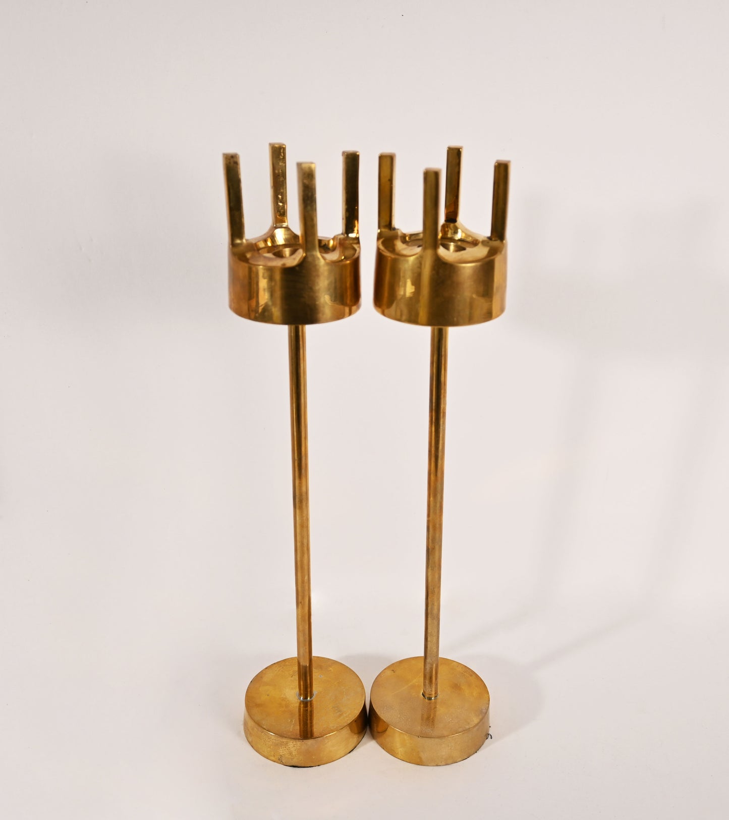 Pair of Vintage Solid Brass Candle Candlestick Holders Pierre Forssell attributed