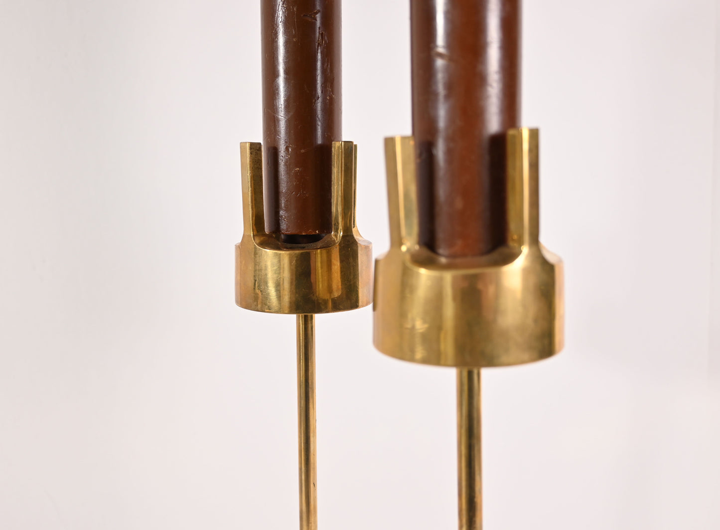 Pair of Vintage Solid Brass Candle Candlestick Holders Pierre Forssell attributed