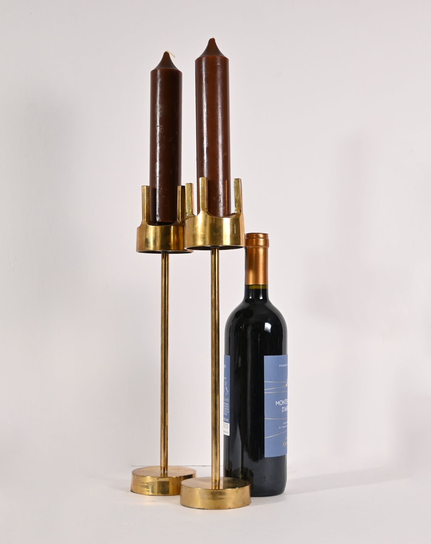 Pair of Vintage Solid Brass Candle Candlestick Holders Pierre Forssell attributed