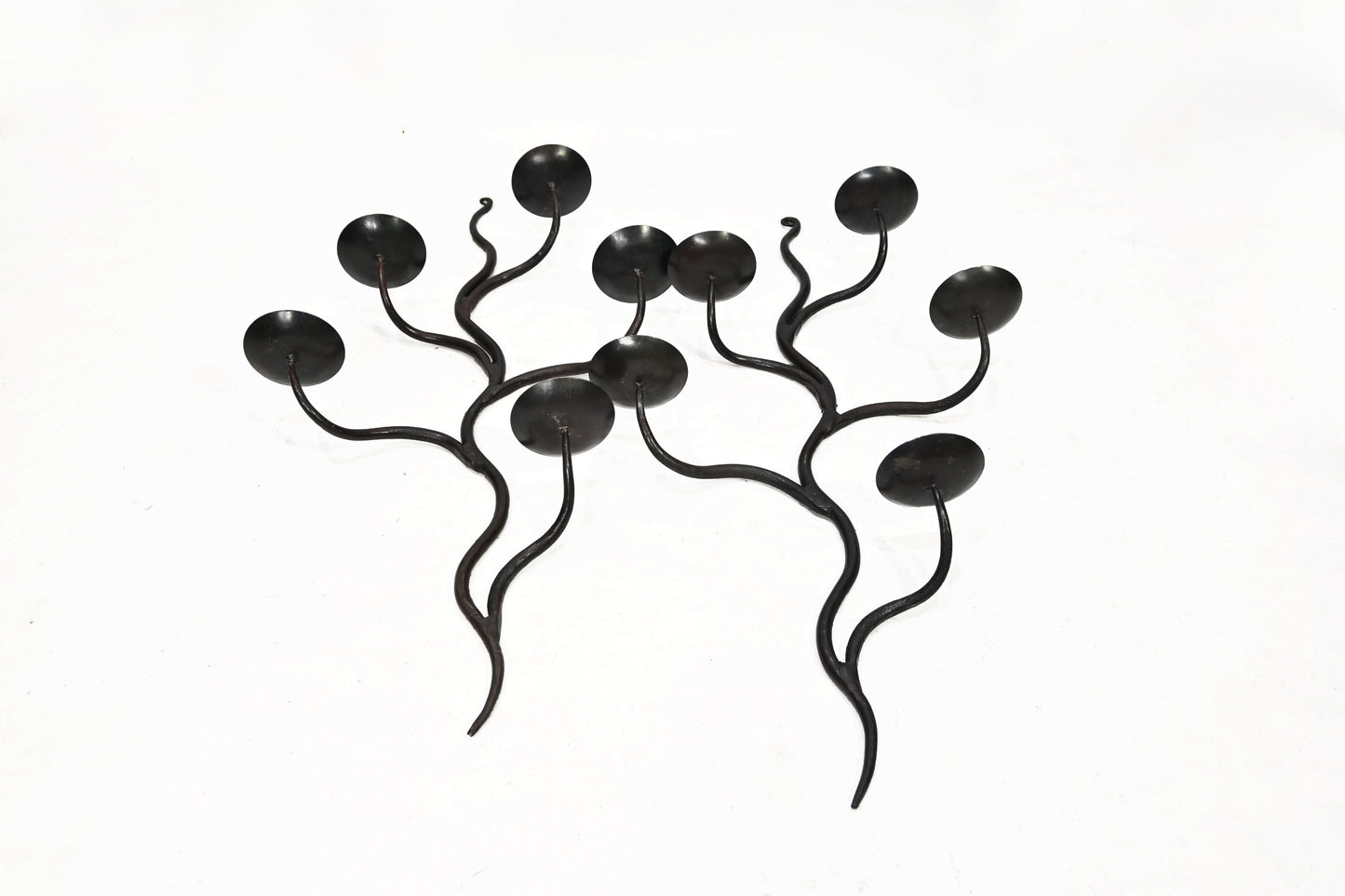 Pair Wrought Iron Vines Wall Candle Holder Sconces