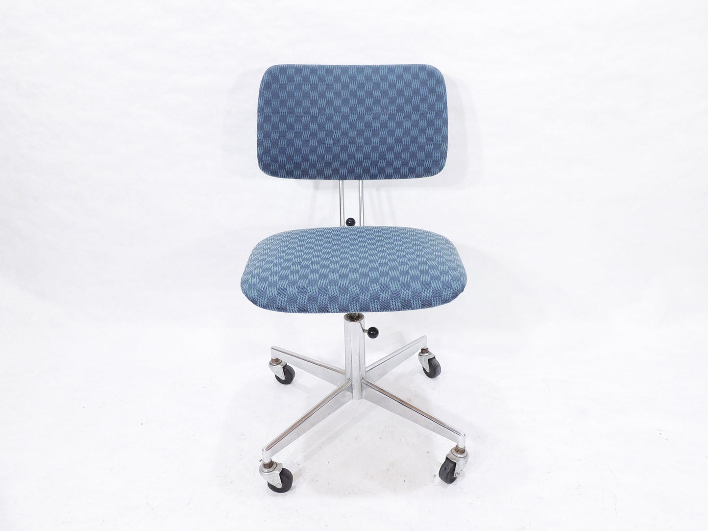 Modernist Era Stendig Finland Blue Cloth Height Adjustable Swivel Rolling Desk Chair