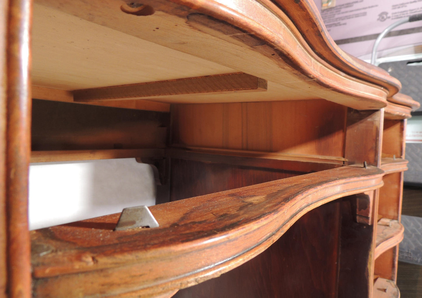 Vintage Wood Writing Table Desk w Drawers