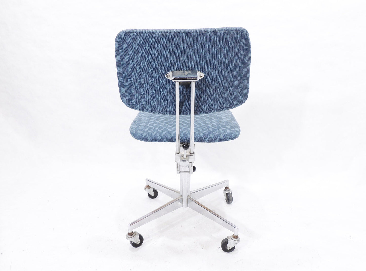 Modernist Era Stendig Finland Blue Cloth Height Adjustable Swivel Rolling Desk Chair