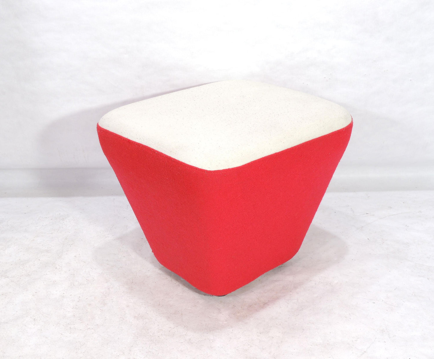 Vintage Postmodern Stool Red White Ottoman Chair