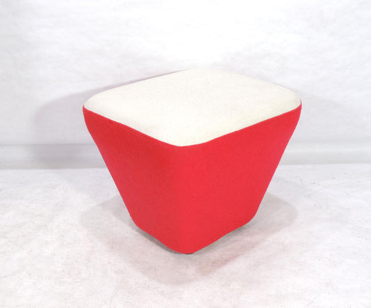 Vintage Postmodern Stool Red White Ottoman Chair
