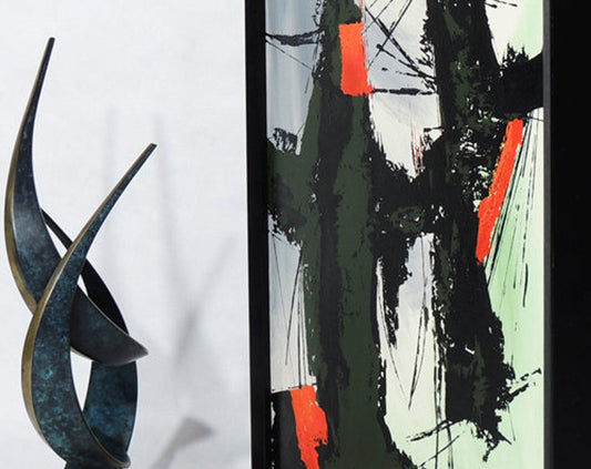 MCM Era Original Kovaci Abstract Expressionist Orange Black Signed Painting